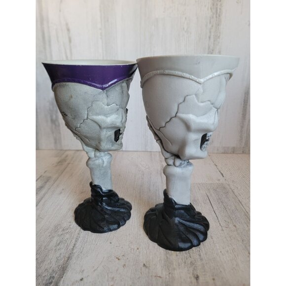 Vintage skull plastic goblet scary Halloween cup set unique - Picture 5 of 10